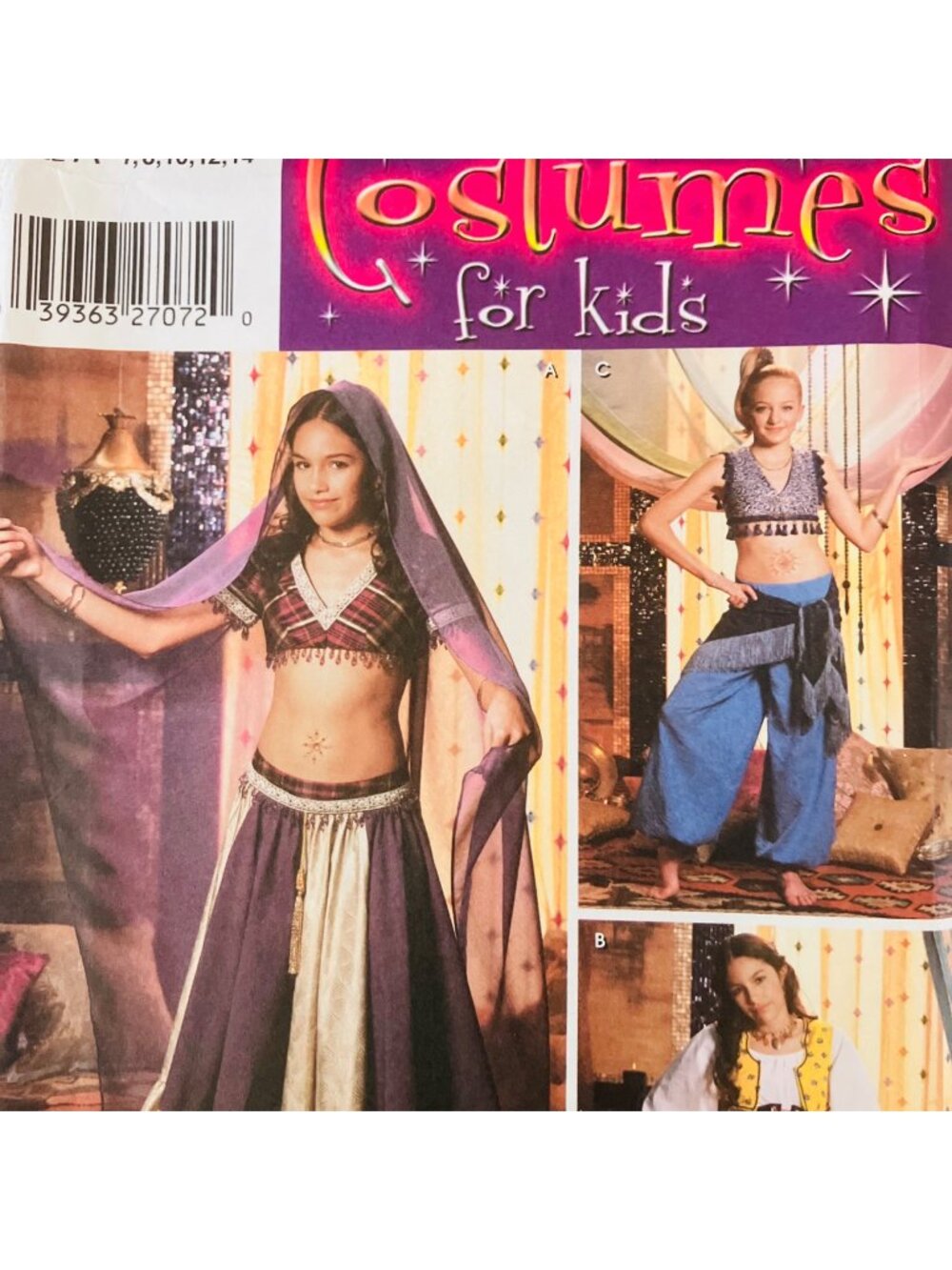 Simplicity 5357 Girls 7-14 Costume Pattern Fortune Teller Genie Belly Dancer FF